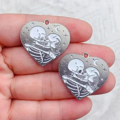 10 tk emailiga gooti armastus must pealuu südame võlu Halloweeni kõrvarõnga ripats DIY võtmehoidja kaelakee ehte ripats kaelakee