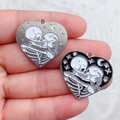 10 tk emailiga gooti armastus must pealuu südame võlu Halloweeni kõrvarõnga ripats DIY võtmehoidja kaelakee ehte ripats kaelakee