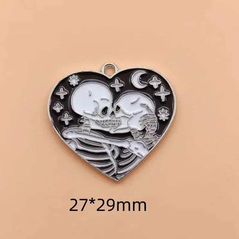 10 tk emailiga gooti armastus must pealuu südame võlu Halloweeni kõrvarõnga ripats DIY võtmehoidja kaelakee ehte ripats kaelakee