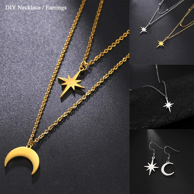 EUEAVAN 5tk North Star Charm roostevabast terasest amuletid väikesed ripats kaelakee tarvikud Ehete valmistamise tarvikud hulgimüük