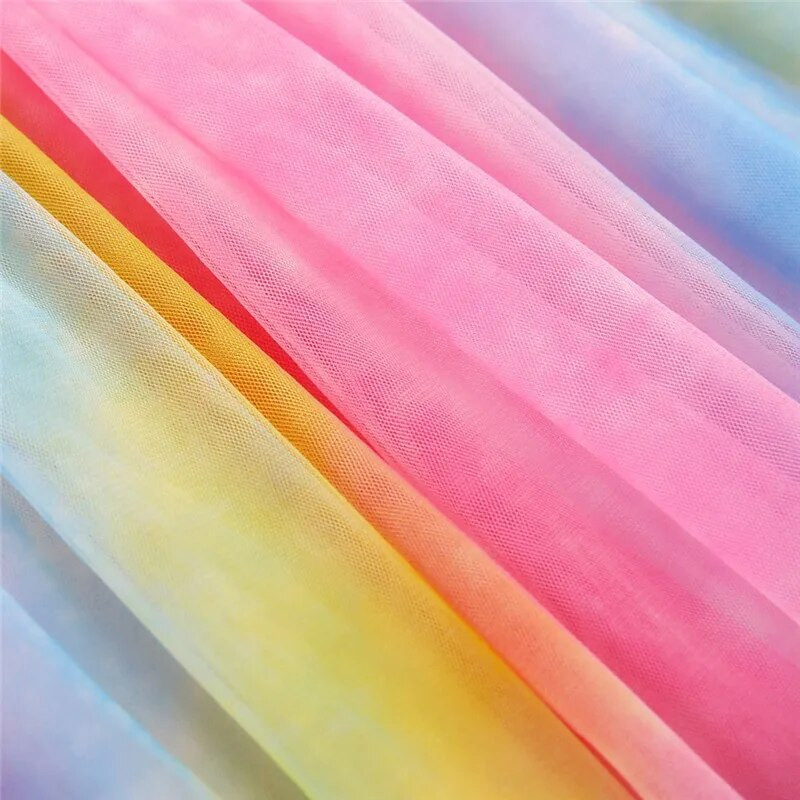 Vaikiškas vaivorykštės tinklelio sijonas mergaitėms Drabužiai Princesės Vaikų gimtadienio princesės šou šokių juosmens sijonas