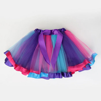 Момиче Tutu Rainbow Skirts Princess Mini Pettiskirt Costume Party Ballet Dance Tulle Skirts Дрехи за момичета Детски дрехи