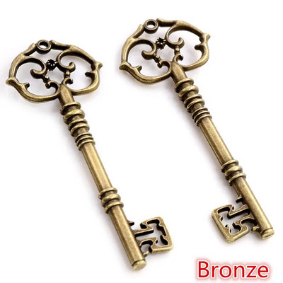 83x31mm 2τμχ Μπρονζέ Πράσινο Χρυσό Χρώματα Αντίκα ασημί χρώμα Επιμεταλλωμένο κλειδί Χειροποίητα Γούρια Κρεμαστό: DIY για κολιέ βραχιόλι