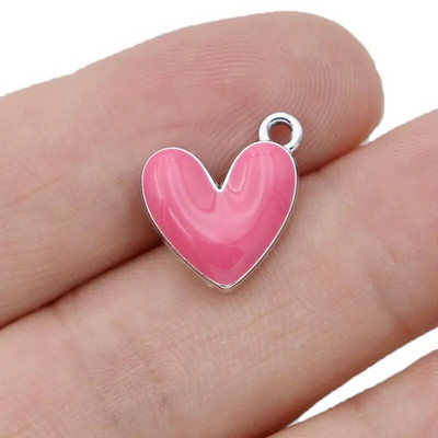 10kom posrebreni emajl Crveno srce privjesci Privjesak za izradu nakita Naušnice Narukvica Ogrlica Dodaci DIY nalazi