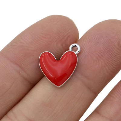 10kom posrebreni emajl Crveno srce privjesci Privjesak za izradu nakita Naušnice Narukvica Ogrlica Dodaci DIY nalazi