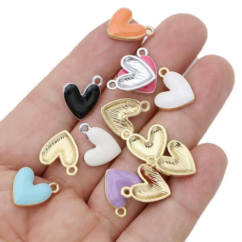 10kom posrebreni emajl Crveno srce privjesci Privjesak za izradu nakita Naušnice Narukvica Ogrlica Dodaci DIY nalazi