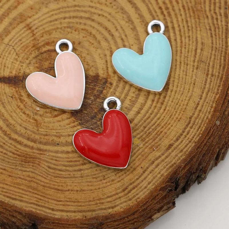 10kom posrebreni emajl Crveno srce privjesci Privjesak za izradu nakita Naušnice Narukvica Ogrlica Dodaci DIY nalazi