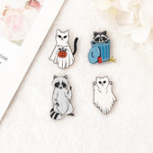 8 τμχ Raccoon Trash Charms Creative Acrylic Ghost Cat For Earring Κολιέ Μπρελόκ Κατασκευή Diy