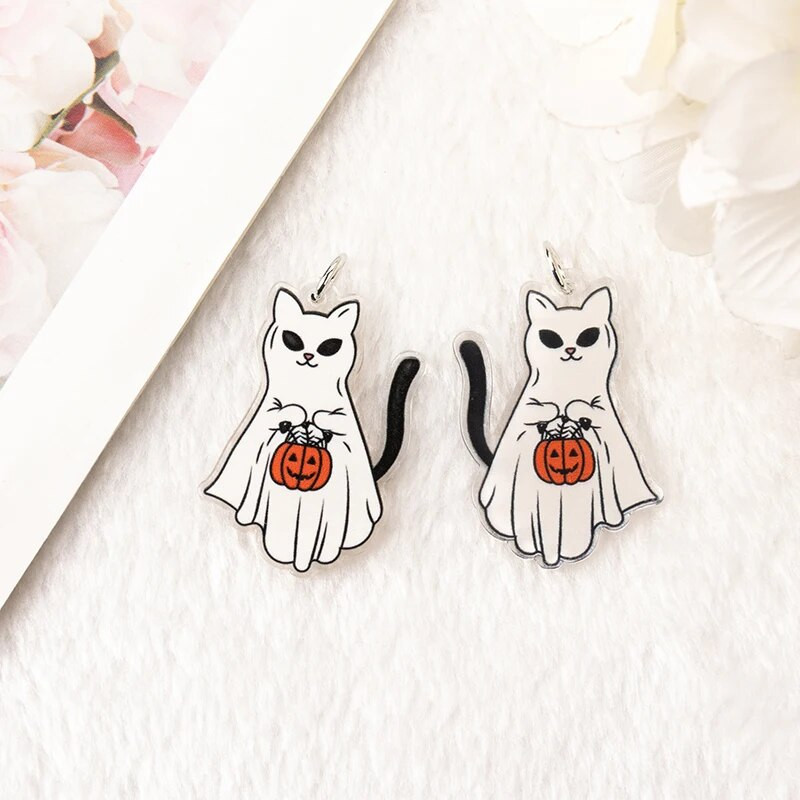8 τμχ Raccoon Trash Charms Creative Acrylic Ghost Cat For Earring Κολιέ Μπρελόκ Κατασκευή Diy