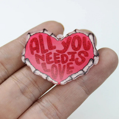 10 tk/ akrüülist sõbrapäevasüda Flamingo võluripats, isetegemise jaoks käsitöö kõrvarõngas võtmehoidja ehted aksessuaaride leidmine