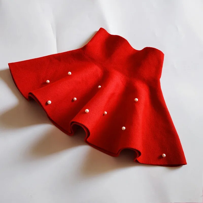 DE PEACH Toddler Meitenes Plisētas Tutu Svārki Bērniem Pērles Augsts Viduklis Trikotāžas svārki 2-10 Gadi Bērnu Apģērbi Ziemas Rudens