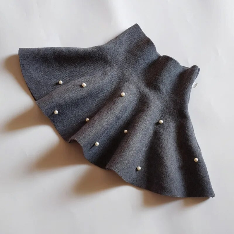 DE PEACH Toddler Meitenes Plisētas Tutu Svārki Bērniem Pērles Augsts Viduklis Trikotāžas svārki 2-10 Gadi Bērnu Apģērbi Ziemas Rudens