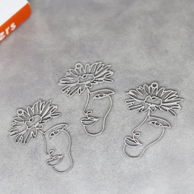 Ανοξείδωτο ατσάλι Lady Face Vintage Flower DIY φούντες σκουλαρίκια Personalize μενταγιόν Γούρια για κοσμήματα κατασκευής κολιέ Γυναικεία χειροτεχνία