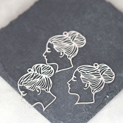 Ανοξείδωτο ατσάλι Lady Face Vintage Flower DIY φούντες σκουλαρίκια Personalize μενταγιόν Γούρια για κοσμήματα κατασκευής κολιέ Γυναικεία χειροτεχνία