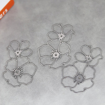 3 τμχ DIY Vintage Φούντες Σκουλαρίκι Flower Art Line Κρεμαστό Γούρια από ανοξείδωτο ατσάλι για Κολιέ κατασκευής κοσμημάτων Γυναικεία κοριτσίστικη χειροτεχνία