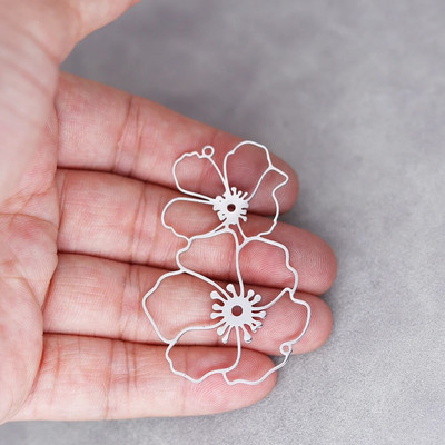 3 buc DIY Vintage ciucuri Cercei Flower Art Line Breloc din oțel inoxidabil pentru fabricarea de bijuterii Colier Femei Fată Artizanat