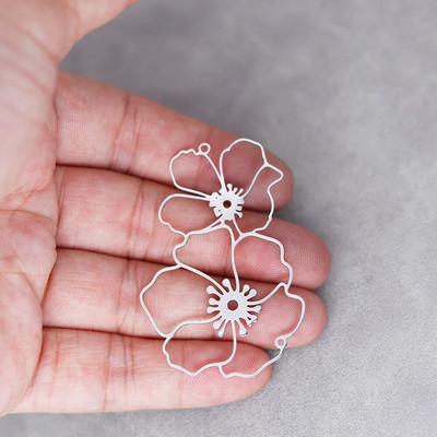 3 τμχ DIY Vintage Φούντες Σκουλαρίκι Flower Art Line Κρεμαστό Γούρια από ανοξείδωτο ατσάλι για Κολιέ κατασκευής κοσμημάτων Γυναικεία κοριτσίστικη χειροτεχνία