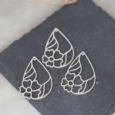 3 τμχ DIY Vintage Φούντες Σκουλαρίκι Flower Art Line Κρεμαστό Γούρια από ανοξείδωτο ατσάλι για Κολιέ κατασκευής κοσμημάτων Γυναικεία κοριτσίστικη χειροτεχνία