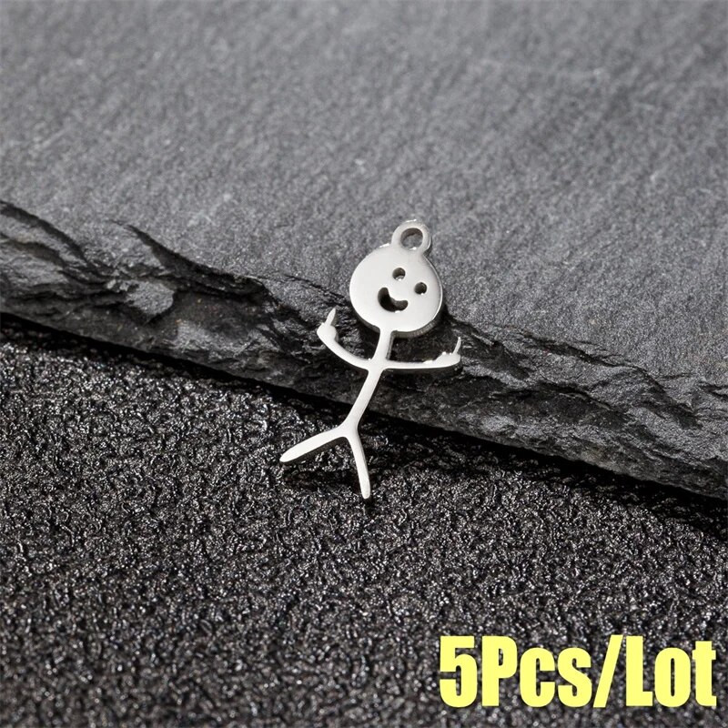 Smiješni crtani grafiti Srednji prst Stickman Diy viseći privjesci za žene Veleprodaja privjesaka od nehrđajućeg čelika, lot nakita