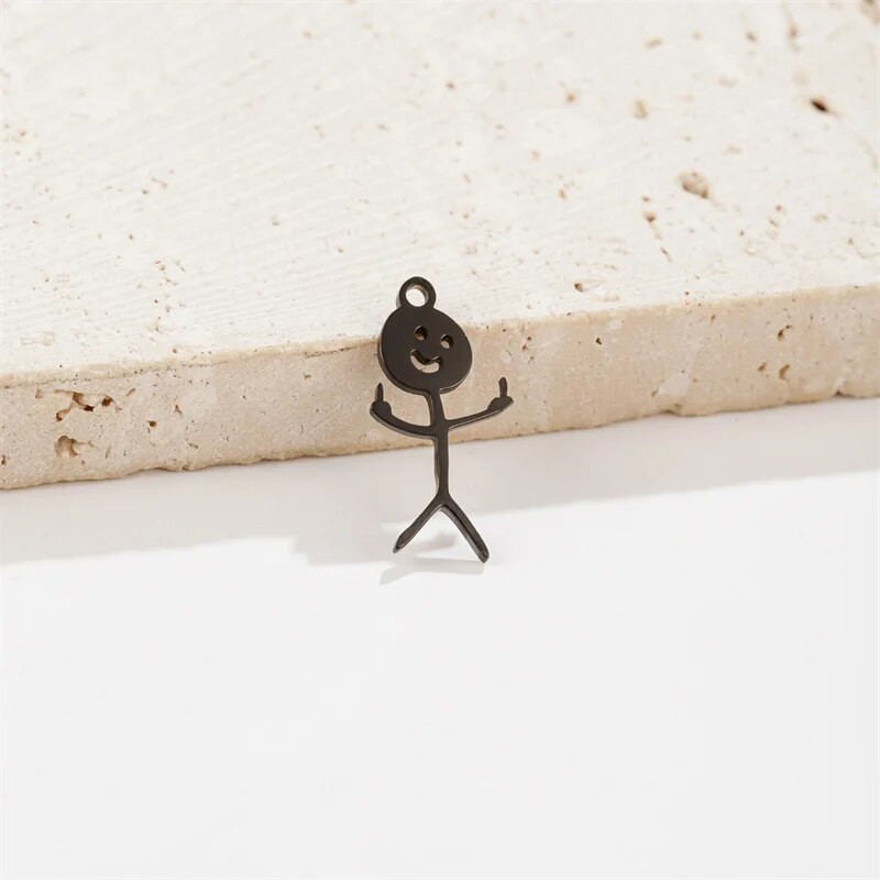 Smiješni crtani grafiti Srednji prst Stickman Diy viseći privjesci za žene Veleprodaja privjesaka od nehrđajućeg čelika, lot nakita