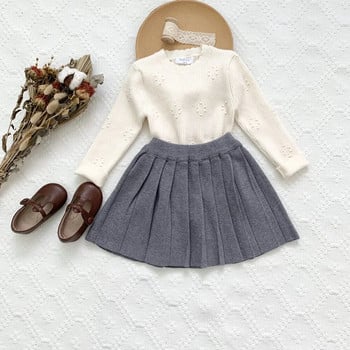 Νέες φθινοπωρινές χειμωνιάτικες πλεκτές φούστες για κοριτσάκι σε κορεατικό στυλ μονόχρωμο νήπια Παιδικές πλισέ φούστες σε γραμμή
