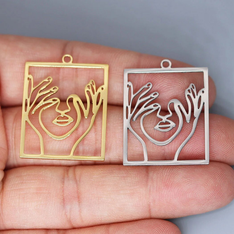 3 kom/lot Hands on Her Face Šarm Pravokutni umjetnički privjesak za izradu nakita Ogrlica DIY Rukotvorine Dobavljač