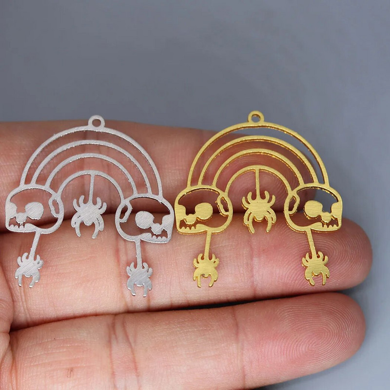 5 vnt./stal. Minimalistiniai vorų skeletai debesys kaukolės žavesio pakabukai, pasidaryk pats iš nerūdijančio plieno rankų darbo juvelyriniai dirbiniai