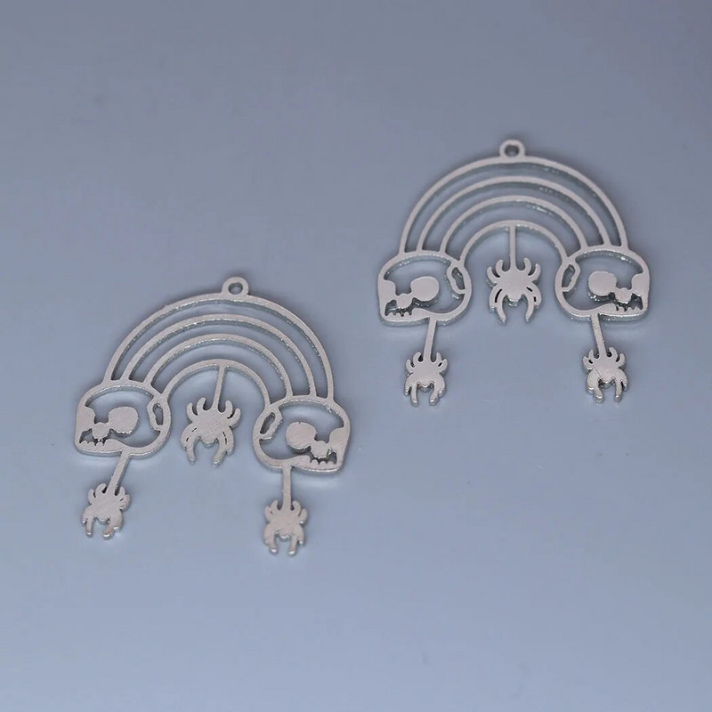 5 vnt./stal. Minimalistiniai vorų skeletai debesys kaukolės žavesio pakabukai, pasidaryk pats iš nerūdijančio plieno rankų darbo juvelyriniai dirbiniai