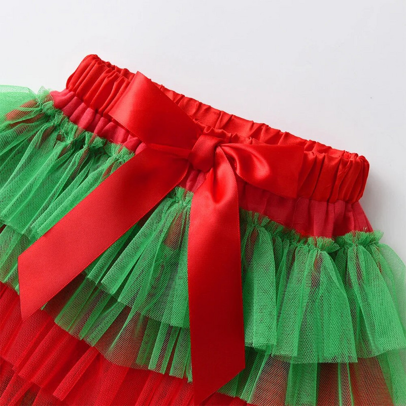 VIKITA Mergaičių Raudona Žalia Kalėdų Naujųjų Metų dovanų sijonas vaikams Tiulis tinklelio sluoksniuotas tortas Tutu Baleto gimtadienio vakarėlis Princesės mini sijonas