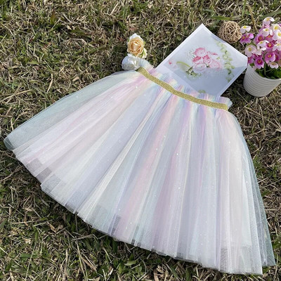 Suvised tüdrukute võrkseelik Pastoraalne kolmemõõtmeline liblikas Uus armas väikelapse tüdruku Tutu seelik Korea moodne tüllseelik