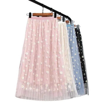 Child Daisy Print Tulle Φούστες 2023 Νέες καλοκαιρινές φούστες για κορίτσια Princess A-Line πλισέ φούστες Εφηβικές διχτυωτές φούστες για παιδιά 3-14T