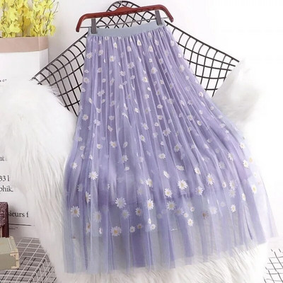 Child Daisy Print Tulle Φούστες 2023 Νέες καλοκαιρινές φούστες για κορίτσια Princess A-Line πλισέ φούστες Εφηβικές διχτυωτές φούστες για παιδιά 3-14T