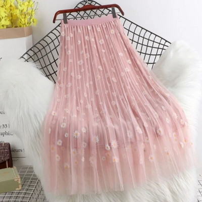 Child Daisy Print Tulle Φούστες 2023 Νέες καλοκαιρινές φούστες για κορίτσια Princess A-Line πλισέ φούστες Εφηβικές διχτυωτές φούστες για παιδιά 3-14T