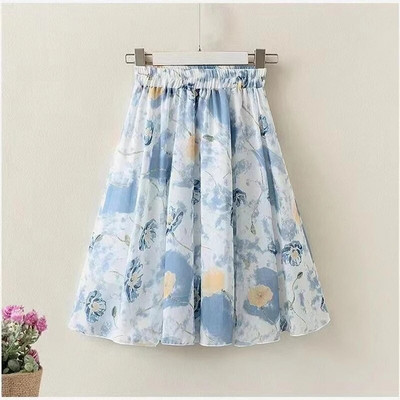 Retro National Style Girls Παιδικές Φούστες 2023 Νέα σιφόν ελαστικές μίντι φούστες με φλοράλ στάμπα Holiday beach φούστες