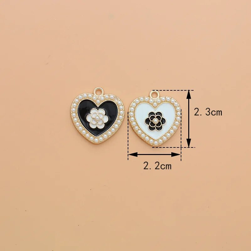 10 τμχ/Παρτίδα Σχήμα καρδιάς με απομίμηση μαργαριταρένιου σμάλτου κρεμαστό κρεμαστό κόσμημα για βραχιόλια σκουλαρίκι κοσμημάτων Μπρελόκ Κατασκευή χειροτεχνίας DIY