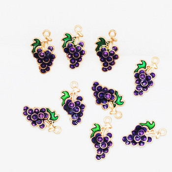 10/20/50бр. 9*17 емайлирани лилави талисмани от грозде за обеци, колиета, правене на сладки плодови талисмани, ръчно изработени аксесоари за бижута Направи си сам