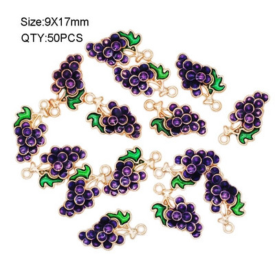 10/20/50 tk 9*17 emailiga lilla viinamarja võlud kõrvarõngastele kaelakeede armsate puuviljade amulettide valmistamine käsitsi valmistatud DIY ehtetarvikud