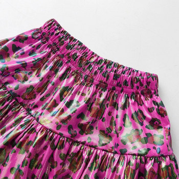 DXTON Модни поли с леопардов принт за момичета Детски танцови танци Балетна многопластова пола Момичета Принцеса Мини поли Летни дрехи