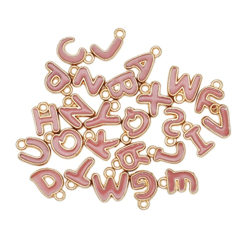 26 τμχ/παρτίδα 8mm Γούρια γράμματα Γούρια σμάλτο για κοσμήματα Κρεμαστό με αρχικό γράμμα Αλφάβητο DIY Βραχιόλι κολιέ διπλής όψης