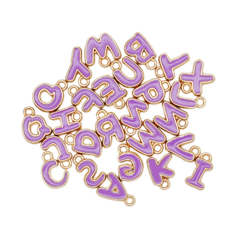 26 τμχ/παρτίδα 8mm Γούρια γράμματα Γούρια σμάλτο για κοσμήματα Κρεμαστό με αρχικό γράμμα Αλφάβητο DIY Βραχιόλι κολιέ διπλής όψης