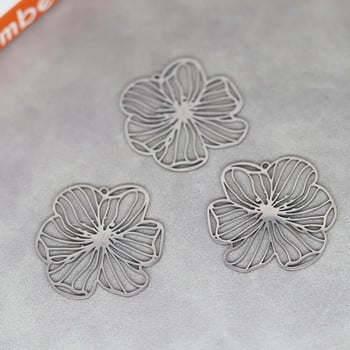 3PCS Art Line Flower Направи си сам ретро пискюли обеци висулка от неръждаема стомана Талисмани за изработка на бижута Колие Дамски аксесоар за момиче