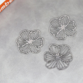 3PCS Art Line Flower Направи си сам ретро пискюли обеци висулка от неръждаема стомана Талисмани за изработка на бижута Колие Дамски аксесоар за момиче