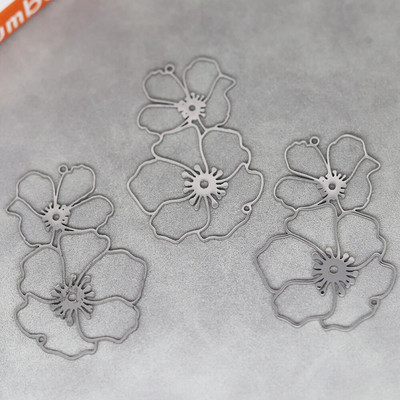 3PCS Art Line Flower DIY Vintage Φούντες Σκουλαρίκι Κρεμαστό Γούρια από ανοξείδωτο ατσάλι για Κολιέ κατασκευής κοσμημάτων Γυναικείο αξεσουάρ για κορίτσια
