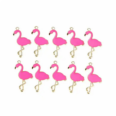 10 vnt. Madingo lydinio flamingo voverės emalio žavesys Puikūs „pasidaryk pats“ pakabukai, rankų darbo papuošalai, skirti kaklo apyrankei