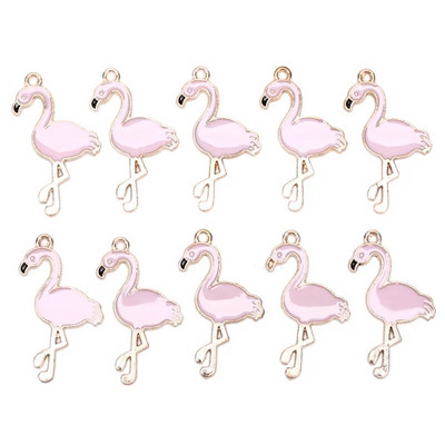 10 vnt. Madingo lydinio flamingo voverės emalio žavesys Puikūs „pasidaryk pats“ pakabukai, rankų darbo papuošalai, skirti kaklo apyrankei