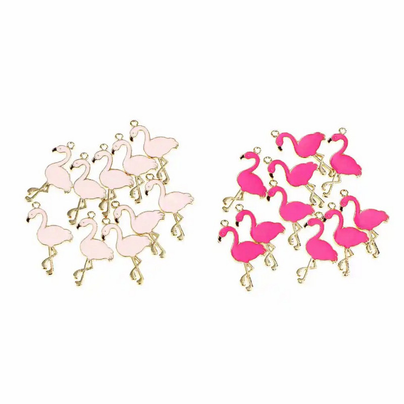 10 vnt. Madingo lydinio flamingo voverės emalio žavesys Puikūs „pasidaryk pats“ pakabukai, rankų darbo papuošalai, skirti kaklo apyrankei