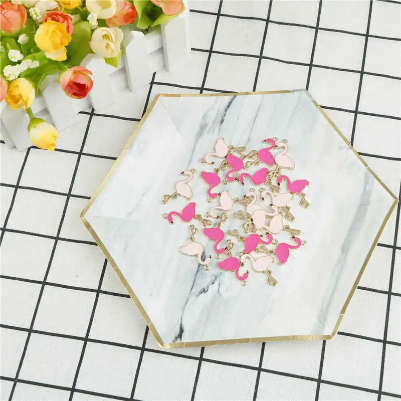 10 vnt. Madingo lydinio flamingo voverės emalio žavesys Puikūs „pasidaryk pats“ pakabukai, rankų darbo papuošalai, skirti kaklo apyrankei