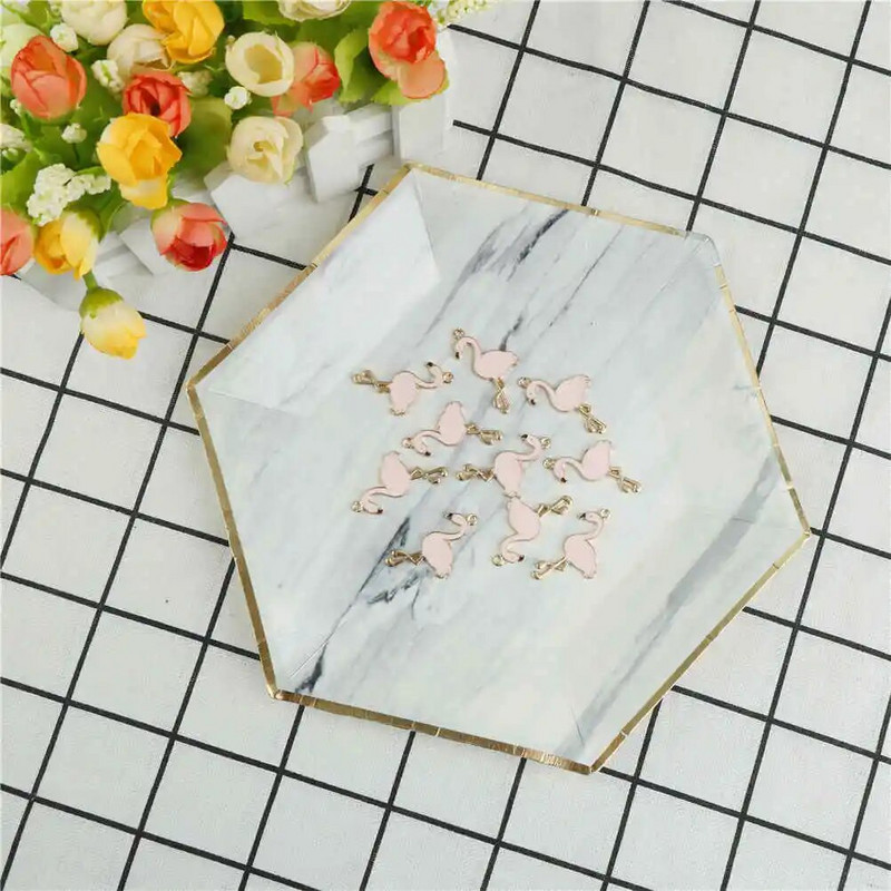 10 vnt. Madingo lydinio flamingo voverės emalio žavesys Puikūs „pasidaryk pats“ pakabukai, rankų darbo papuošalai, skirti kaklo apyrankei