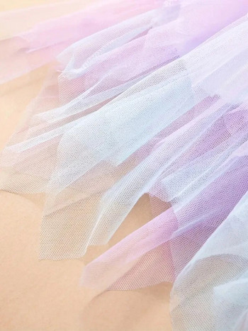 Момичешка пола-пачка с градиент от тюл, асиметричен подгъв, ластична талия, парти, танцова пола на принцеса за рожден ден