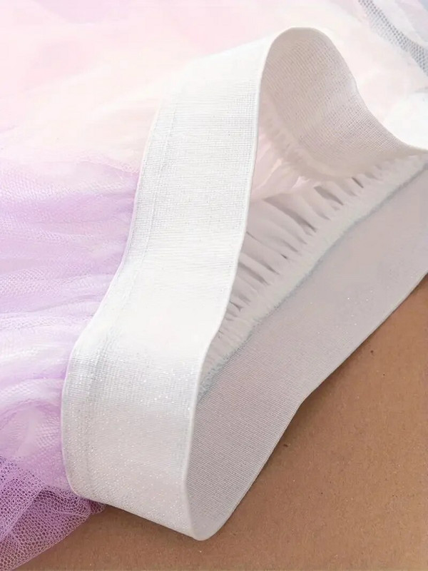 Mergaičių gradiento tiulio sijonas asimetriškas sijonas elastiniu juosmeniu, gimtadienio šokių princesės sijonas